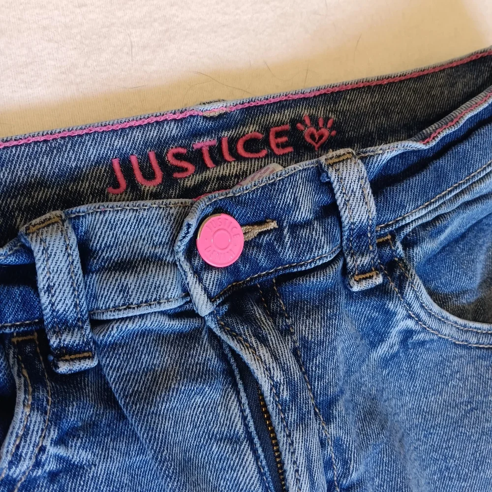 Justice Jr Sz18 Blue, White, and Pink Ombre Wide Legged Jeans